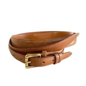 SAS genuine leather Belt 51 Size 48 Tan/Beige Brass Buckle Made in USA